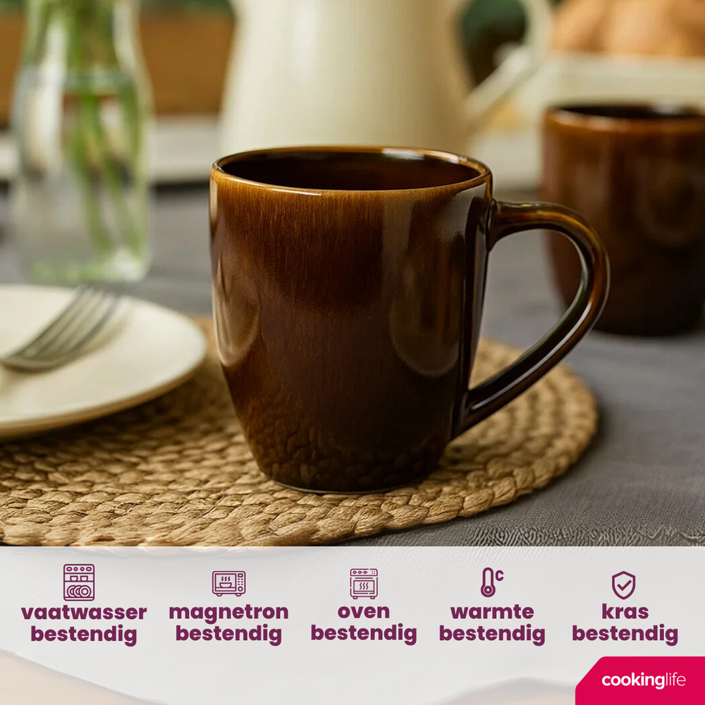 Cookinglife Mugs Sabi Brown 450 ml - 6 pieces