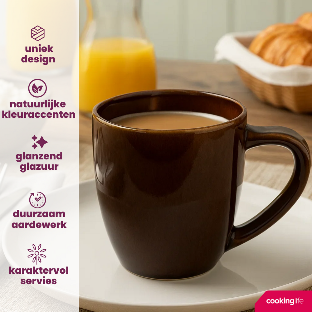 Cookinglife Mugs Sabi Brown 450 ml - 6 pieces