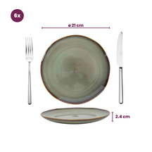 Cookinglife Dinnerware Set Sabi Green 18-piece / 6 people - 6 dinner plates, 6 side plates, and 6 bowls