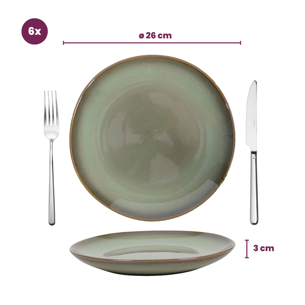 Cookinglife Dinner Plates Sabi Green ø 26 cm - 6 pieces