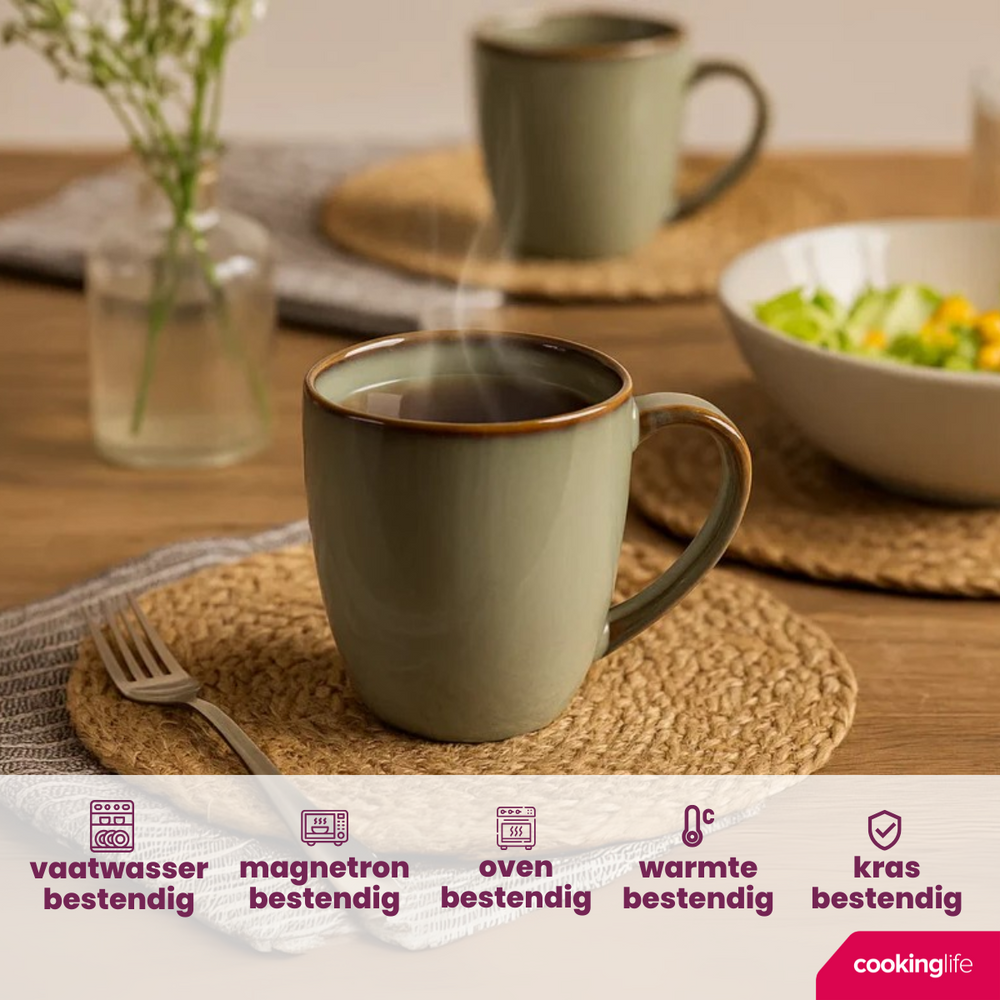 Cookinglife Mugs Sabi Green 450 ml - 6 pieces