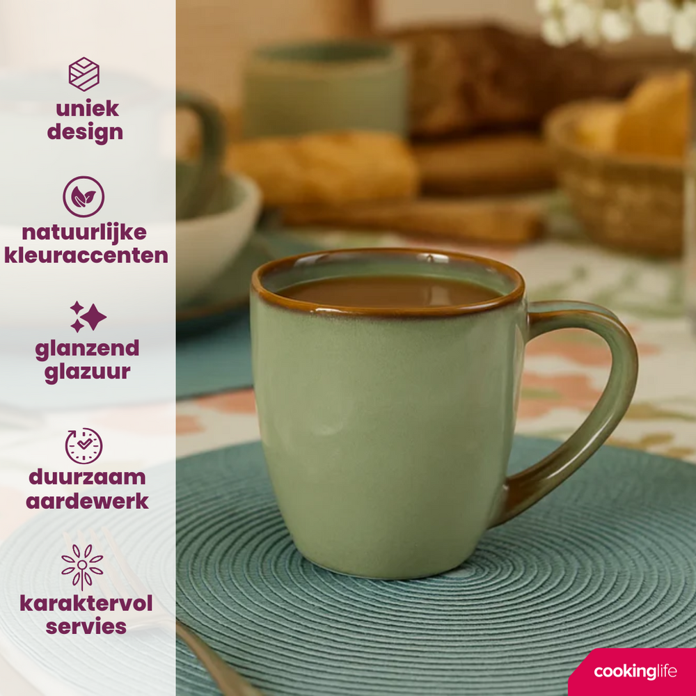 Cookinglife Mugs Sabi Green 450 ml - 6 pieces