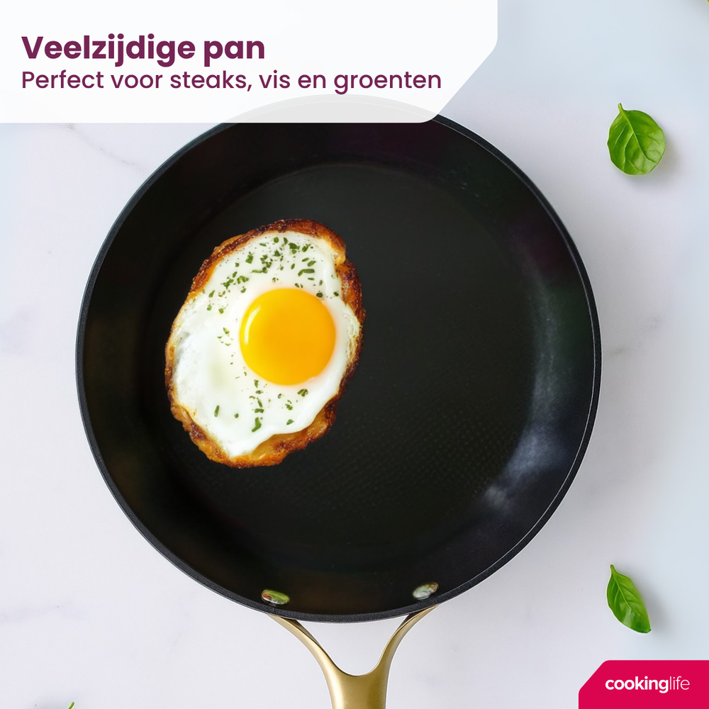 Cookinglife Frying Pan Set Style Green - ø 24 & 28 cm - ceramic non-stick coating - suitable for all heat sources