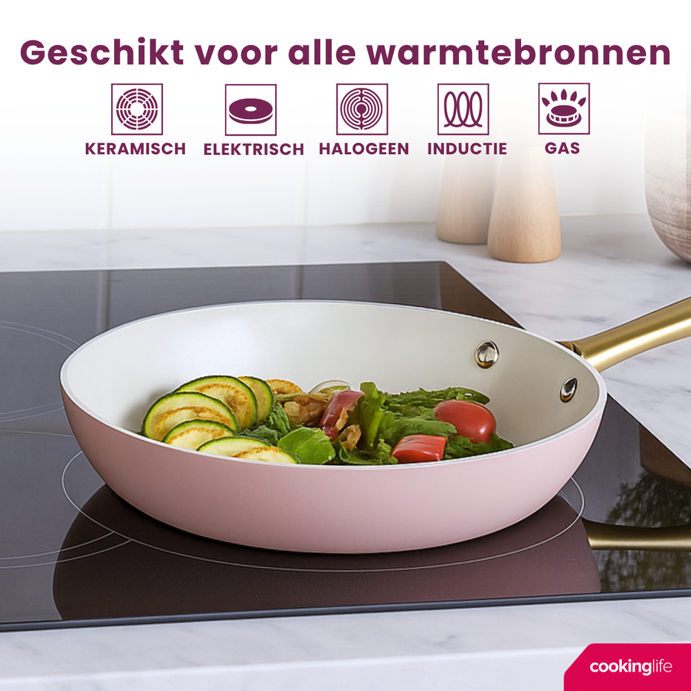 Cookinglife Frying Pan Set Style Green - ø 24 & 28 cm - ceramic non-stick coating - suitable for all heat sources