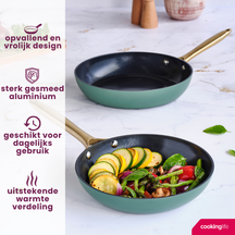 Cookinglife Frying Pan Set Style Green - ø 24 & 28 cm - ceramic non-stick coating - suitable for all heat sources