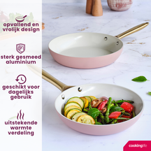 Cookinglife Frying Pan Set Style Pink - ø 24 & 28 cm - ceramic non-stick coating - suitable for all heat sources