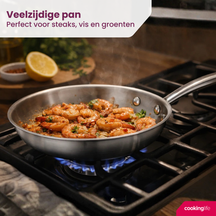 Cookinglife Frying pan Superior stainless steel Ø 24 cm – suitable for all heat sources – without non-stick coating 