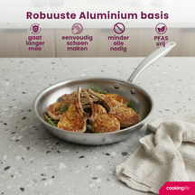 Cookinglife Frying pan Superior stainless steel Ø 24 cm – suitable for all heat sources – without non-stick coating 