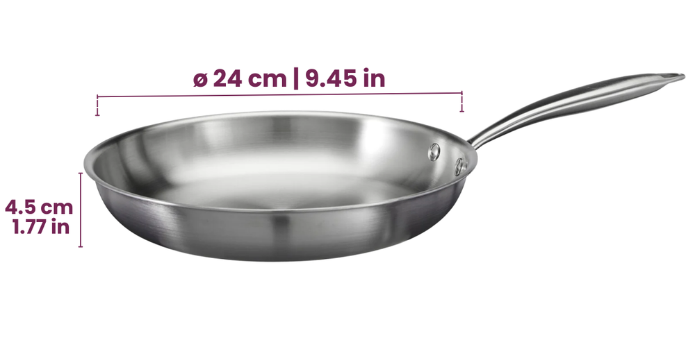 Cookinglife Frying pan Superior stainless steel Ø 24 cm – suitable for all heat sources – without non-stick coating 