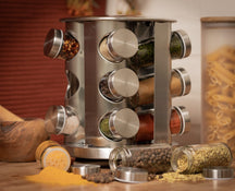 Blackwell Spice rack / Spice carousel - including 12 spice jars - stainless steel