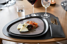 LIND DNA Placemats Hippo - Leather - Black Anthracite - Curved - 44 x 37 cm - 2 Pieces