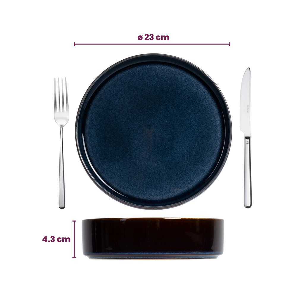 Cosy & Trendy Deep Plates / Pasta Bowls - Quintana Blue ø 23 cm / H 4.3 cm - 4 Pieces