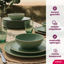 Cookinglife Dinnerware set Coastal Lines Seagrass Green 18-Piece

