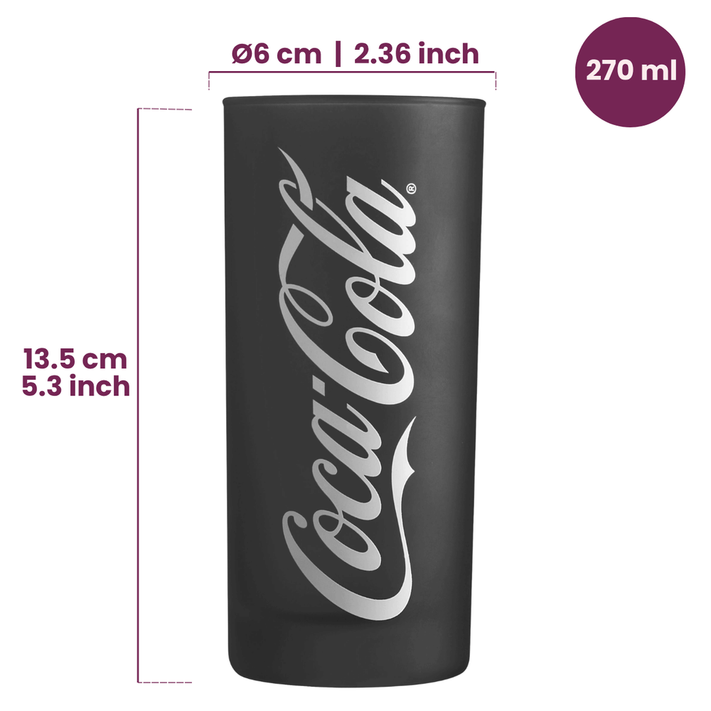 Coca Cola Glasses - Long drink glasses - Soft drink glasses - Black 270 ml - 6 pieces