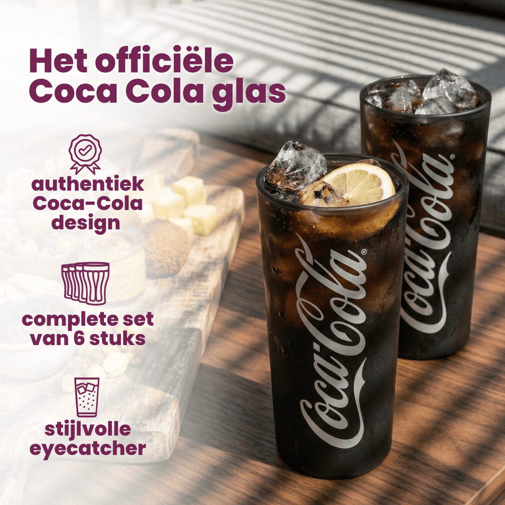 Coca Cola Glasses - Long drink glasses - Soft drink glasses - Black 270 ml - 6 pieces