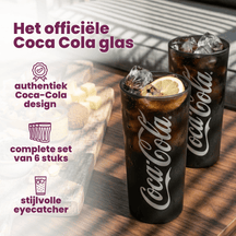 Coca Cola Glasses - Long drink glasses - Soft drink glasses - Black 270 ml - 6 pieces