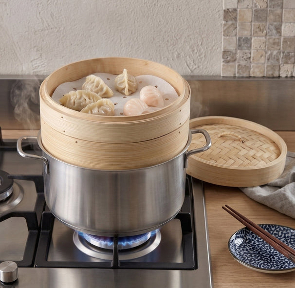 Cookinglife Steamer / Dim Sum Basket - Bamboo - 3-Piece - ø 20 cm