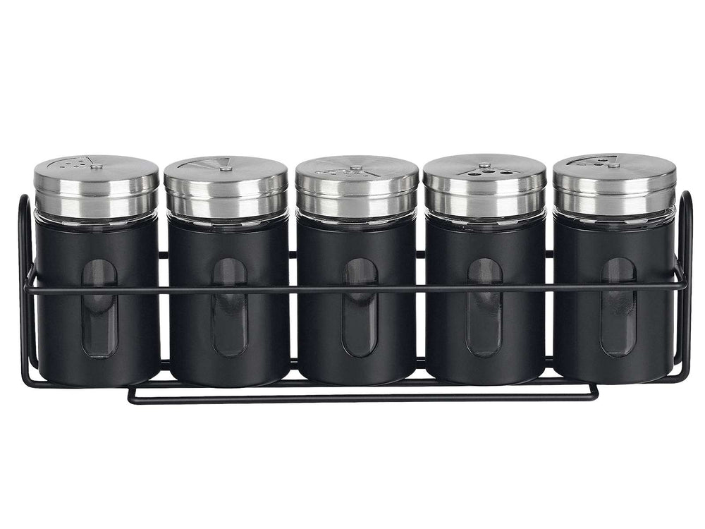 Cookinglife Spice Rack Black 5-Piece - With Spice Shakers 80 ml