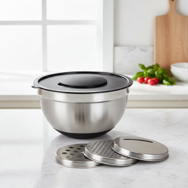 Cookinglife Mixing Bowl Stainless Steel + 3 Graters - 25.5 x 14 cm