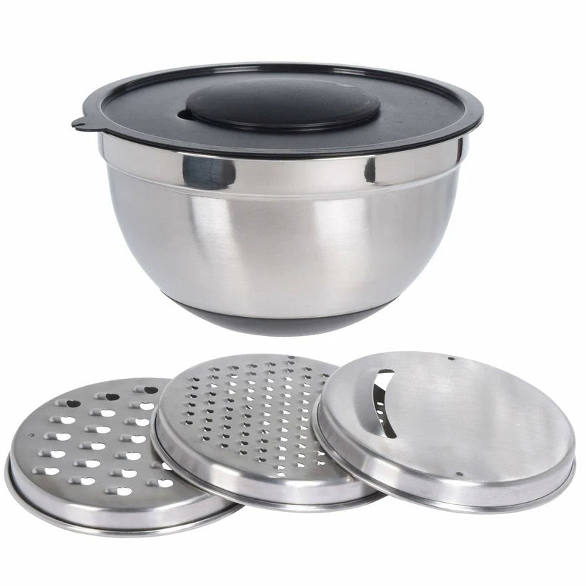Cookinglife Mixing Bowl Stainless Steel + 3 Graters - 25.5 x 14 cm
