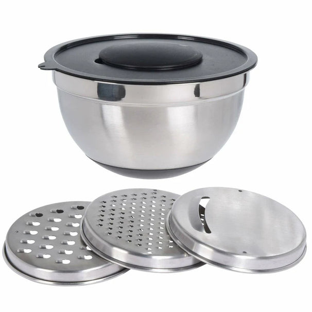 Cookinglife Mixing Bowl Stainless Steel + 3 Graters - 25.5 x 14 cm