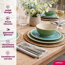 Cookinglife Dinnerware Set Ocean Green 12-Piece / 4 Persons - 4 dinner plates, 4 breakfast plates and 4 bowls