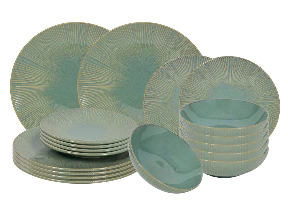 Cookinglife Dinnerware set Coastal Lines Seagrass Green 18-Piece
