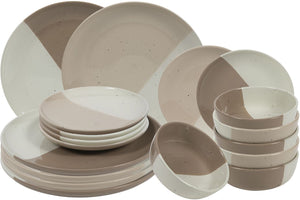 Cookinglife Serviesset Leem 18-delig / 6 personen - 6 dinerborden, 6 ontbijtborden en 6 kommen