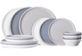 Cookinglife Dinnerware Set Siaki - White / Blue / Grey - Porcelain 18-piece / 6 people - 6 dinner plates, 6 side plates and 6 bowls