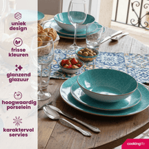 Cookinglife Tela Green Porcelain Dinnerware Set 12-piece / 4 persons - 4 dinner plates, 4 breakfast plates and 4 deep plates