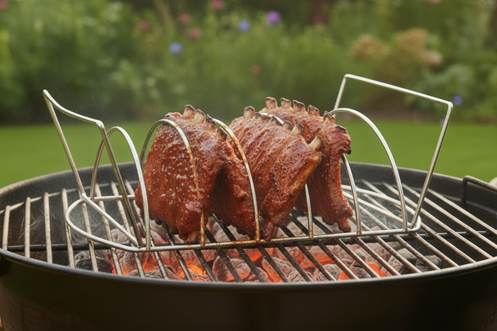Cookinglife BBQ Spare Rib Rack Fire & Flavour - Heat-resistant Steel ...