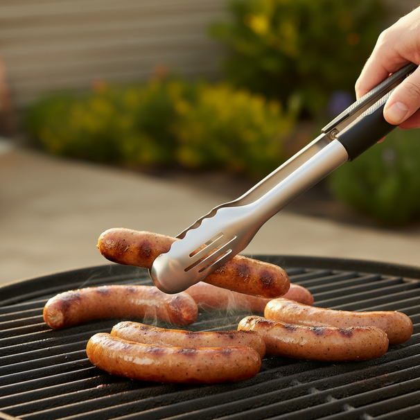 Cookinglife BBQ Tongs Fire & Flavour Stainless Steel 42 cm - Grill Tongs Black/Grey