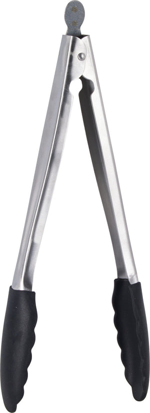 Cookinglife BBQ Tongs Fire & Flavour Stainless Steel 32 cm - BBQ Tool with Black Handle
