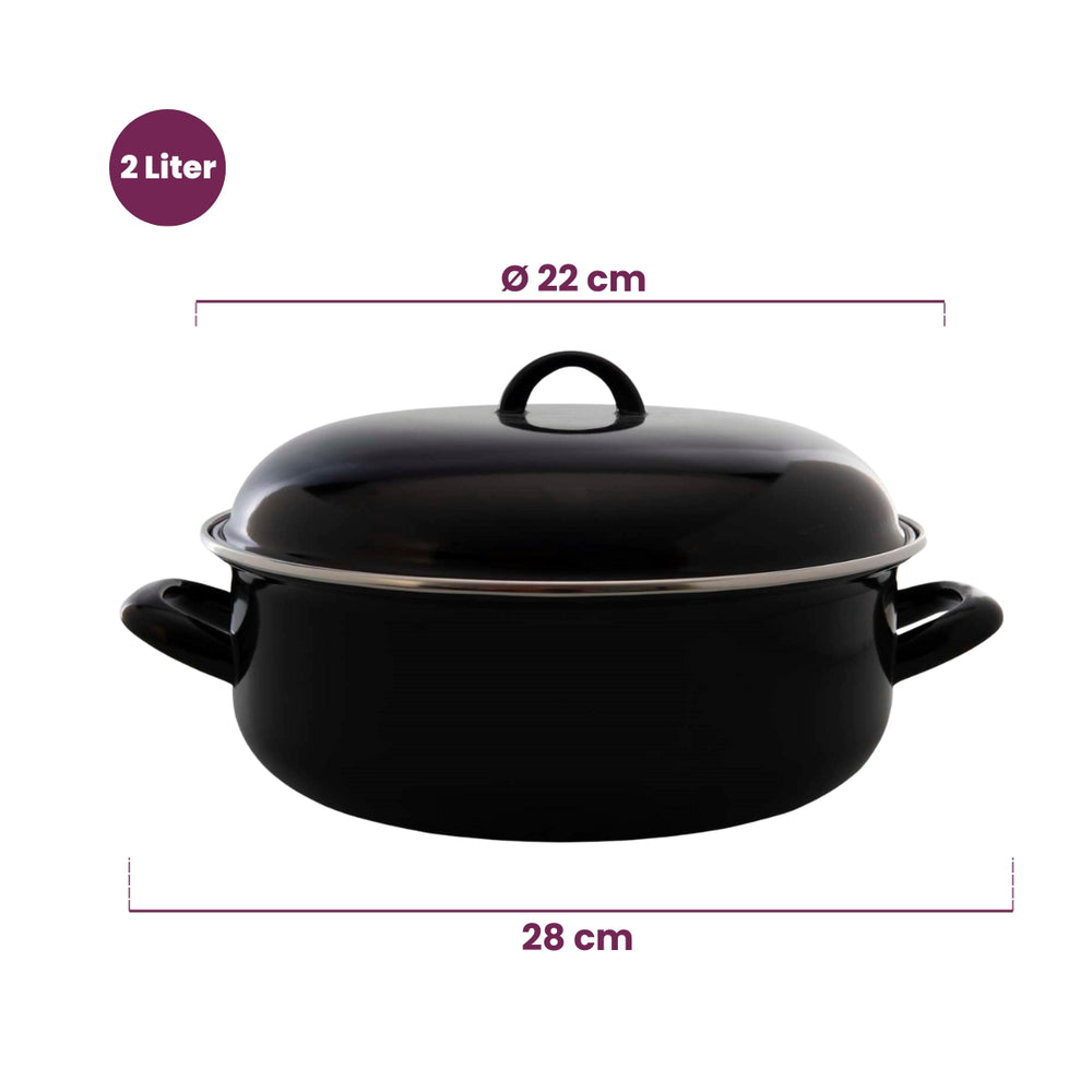 Cookinglife Enamelled Casserole Black - ø 22 cm / 2 Liters