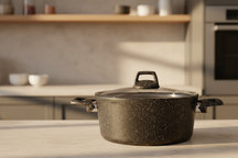 Cookinglife Cooking Pot with Lid - Black Speckle - Aluminum ø 20 cm / 2.7 liters - Suitable for all heat sources - standard non-stick coating