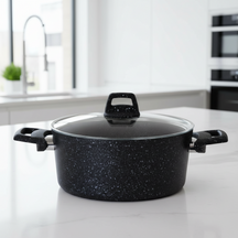 Cookinglife Cooking Pot with Lid - Black Speckle - Aluminum Ø 22 cm / 3.5 Liters - Suitable for all heat sources - standard non-stick coating