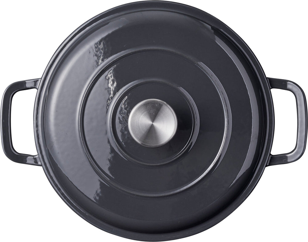 Cookinglife Braadpan met deksel Gietijzer - Grijs - ø 26 cm / 4.4 Liter - geëmailleerde anti-aanbaklaag