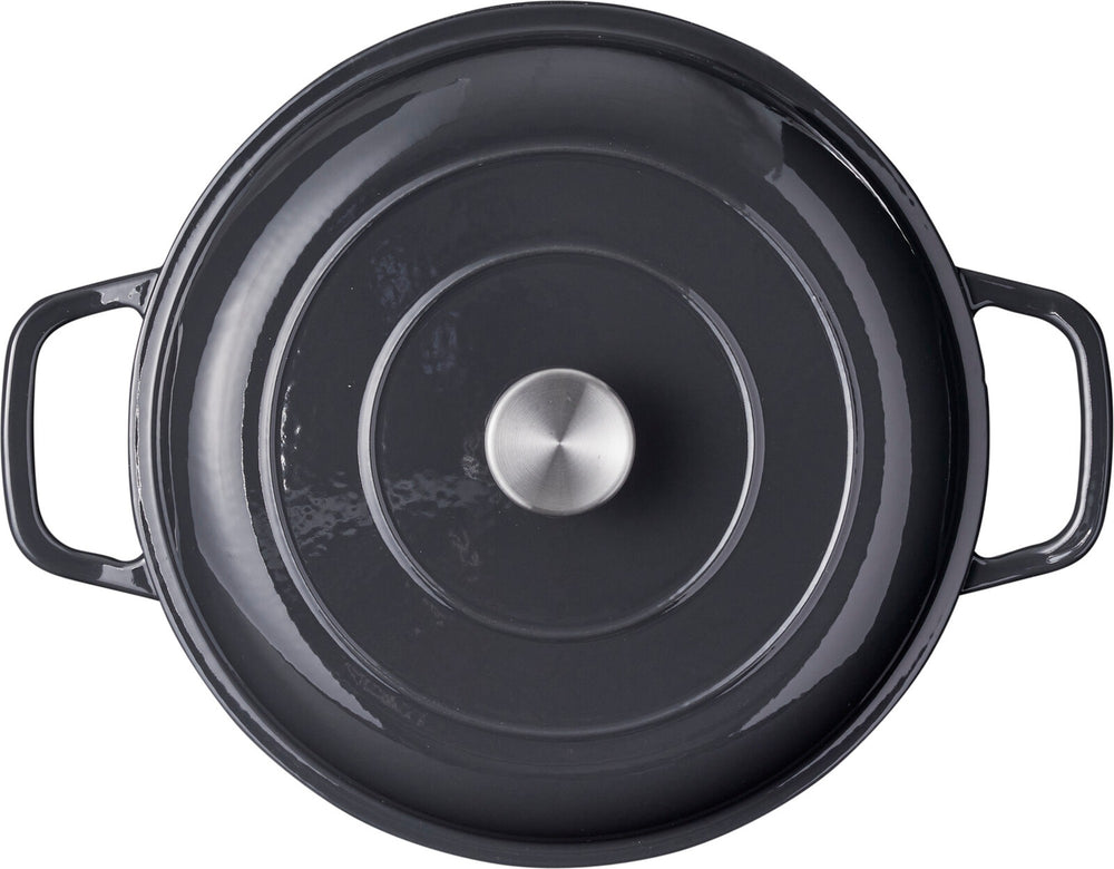 Cookinglife Braadpan met deksel Gietijzer - Grijs - ø 30 cm / 2.6 Liter - geëmailleerde anti-aanbaklaag