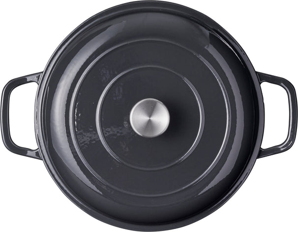 Cookinglife Braadpan met deksel Gietijzer - Grijs - ø 30 cm / 2.6 Liter - geëmailleerde anti-aanbaklaag