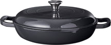 Cookinglife Braadpan met deksel Gietijzer - Grijs - ø 30 cm / 2.6 Liter - geëmailleerde anti-aanbaklaag