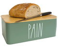 Cookinglife Bread Box with Bamboo Cutting Board - Green