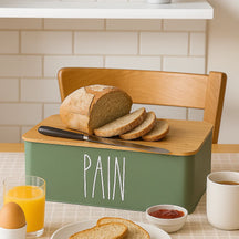Cookinglife Bread Box with Bamboo Cutting Board - Green