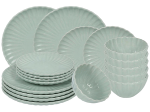 Cookinglife Dinnerware Set Cardida Green 18-piece / 6 people - 6 dinner plates, 6 side plates and 6 bowls