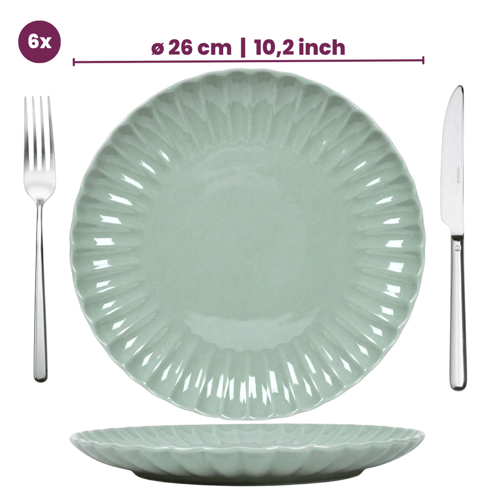 Cookinglife Dinnerware Set Cardida Green 18-piece / 6 people - 6 dinner plates, 6 side plates and 6 bowls