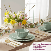 Cookinglife Dinnerware Set Cardida Green 18-piece / 6 people - 6 dinner plates, 6 side plates and 6 bowls