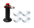 Cookinglife Crème Brûlée Set - Crème Brûlée Dishes ø 12 cm 4 Pieces + Crème Brûlée Torch