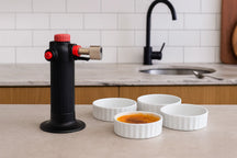 Cookinglife Crème Brûlée Set - Crème Brûlée Dishes ø 12 cm 4 Pieces + Crème Brûlée Torch