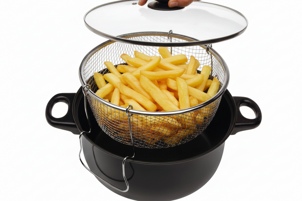 Cookinglife Frituurpan met mand - Braadpan - Oliebollenpan - Glazen Deksel - ø 26 cm