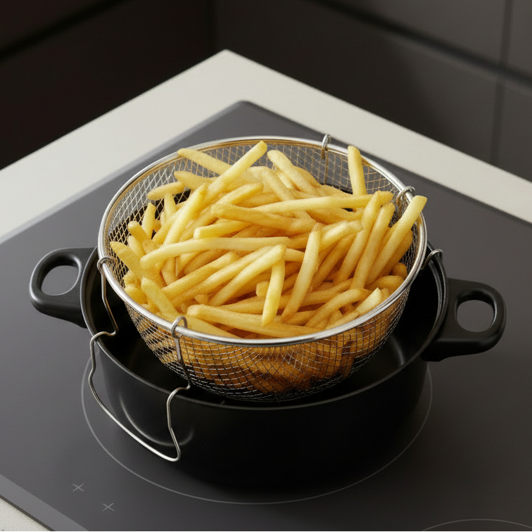 Cookinglife Deep Fryer with Basket and Glass Lid - Roasting Pan Ø 26 cm