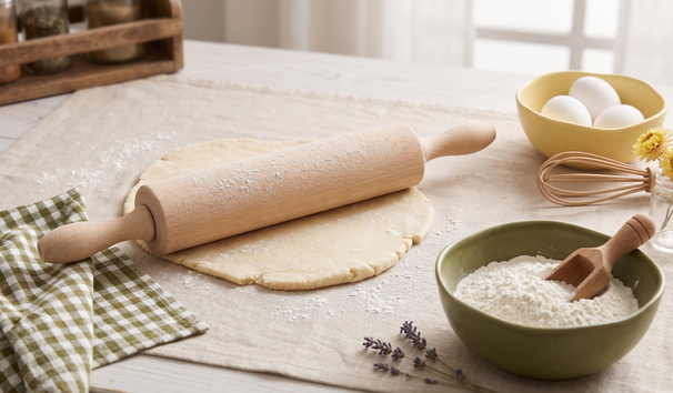 Cookinglife Rolling Pin Beechwood 43.5cm - Ball Bearings - Dough Roller